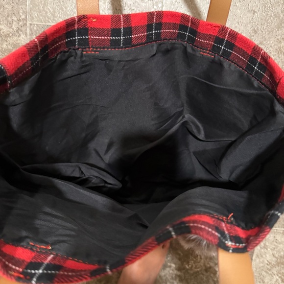 Red and Black Checkered Tote with Tan Handles - Picture 5 of 6